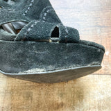 Steve Madden Black Ricki Suede Platform High Heel Sandals- Size 7 (see notes)