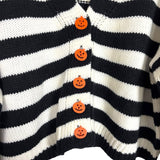 Pink Lily Black/White with Pumpkin Buttons Cardigan Sweater- Size S