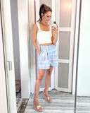 AURA Blue Gingham with Belt Shorts NWT- Size XS