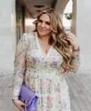 Needle & Thread Embroidered Floral Lined Sheer Sleeve Dress- Size 14
