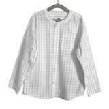 Little Paper Boat Blue Checkered Mock Collar Button Up- Size 5