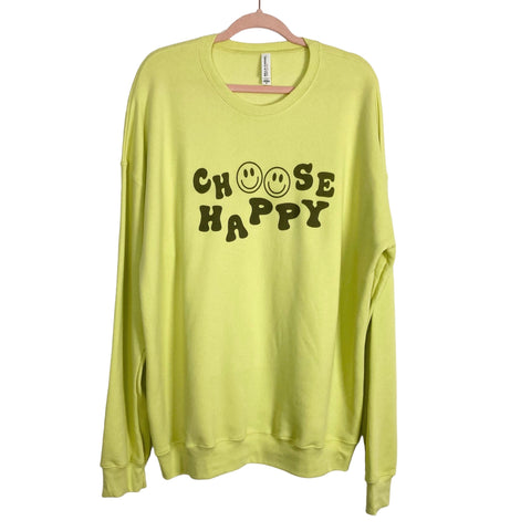 Bella + Canvas Neon Choose Happy Sweatshirt- Size XL