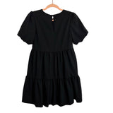 Gabby Black Puff Sleeves Tiered Dress- Size 16 Girls