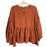 Mudpie Rust Goldie Flounce Top NWT- Size S (sold out online)