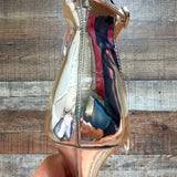Lauren Lorraine Metallic Silver Ankle Strap Stilettos- Size 8 (see notes)