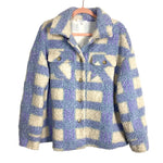 THML Blue/Purple/Cream Plaid Fuzzy Shacket- Size M (sold out online)