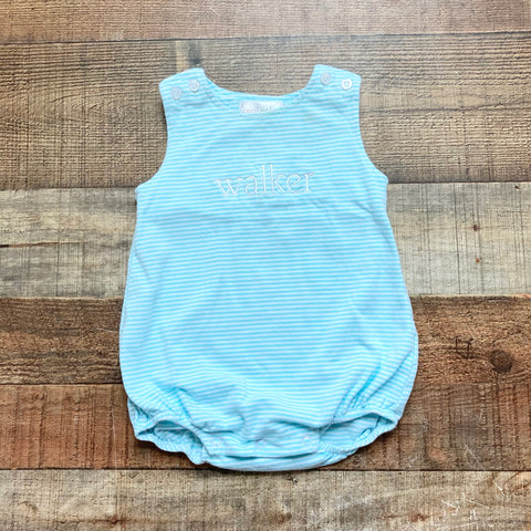 Cecil and Lou Aqua/White Striped Walker Bubble- Size 6M