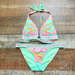 Victoria Secret Mint Green Floral Padded Bikini Top- Size S (we have matching bottoms, see notes)