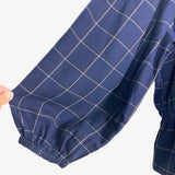 Madewell Blue Plaid Balloon Sleeve Top- Size XL