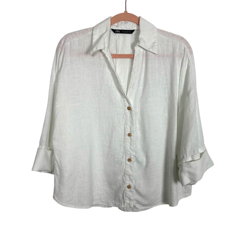 Zara White Button Up Top - Size S