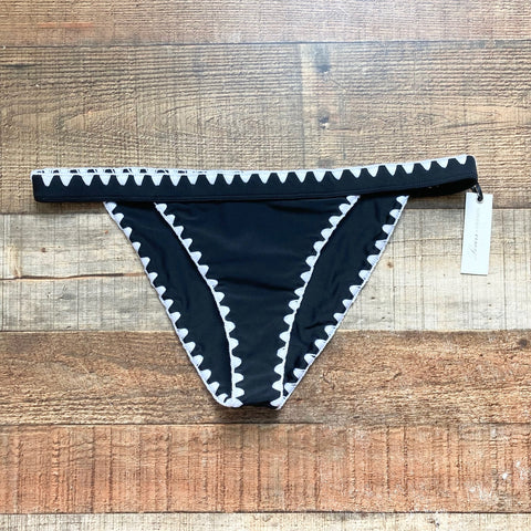Lovers + Friends Black and White Trim Bikini Bottoms NWT- Size L (we have matching top)