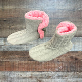 No Brand Grey and Pink Cable Knit Slipper Boots- Size 35-38
