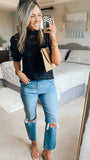 No Brand Black Lace Mock Neck with Black Cami Lining Top- Size S