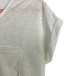 Cupshe White Roll Sleeve Pocket V-Neck Tee- Size M