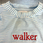 Cecil and Lou Blue/White Stripes Embroidered Walker Golf Top- Size 9M (see notes)