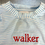Cecil and Lou Blue/White Stripes Embroidered Walker Golf Top- Size 9M (see notes)