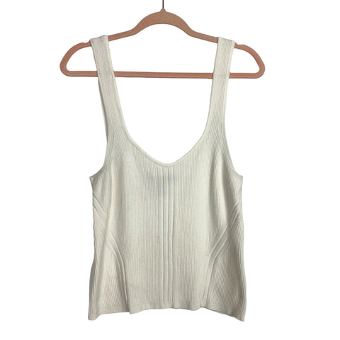 White House Black Market Cream Ribbed Sweater Tank- Size XL (see notes)