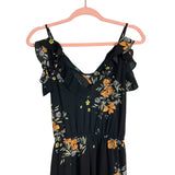 Toi et Moi Black Floral Ruffle Strap Jumpsuit- Size S