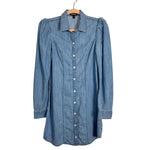 Express Light Denim Puff Sleeve Button Front Mini Dress - Size XS (sold out online)
