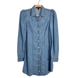 Express Light Denim Puff Sleeve Button Front Mini Dress - Size XS (sold out online)