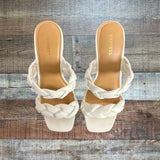 Express White Double Braided Leather Strap Stilettos- Size 9 (see notes)