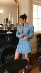 Express Light Denim Puff Sleeve Button Front Mini Dress - Size XS (sold out online)