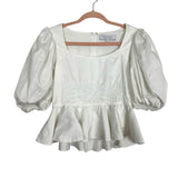 Hunter Bell White Puff Sleeve Peplum Top - Size 2 (See Notes)