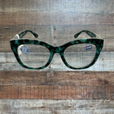 Peepers Green Tortoise Blue Light Reading Glasses +0.00 NWT