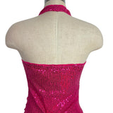 Grace Karin Hot Pink Sequins Draped Neckline Halter Top NWT- Size S