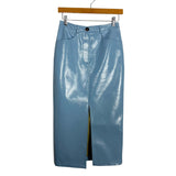 Kitri Blue Faux Leather Front Slit Skirt- Size 2 (sold out online)