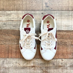 Yebo Maroon Striped Vegan Leather Sneakers- Size 6