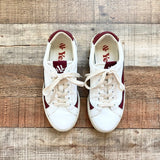 Yebo Maroon Striped Vegan Leather Sneakers- Size 6