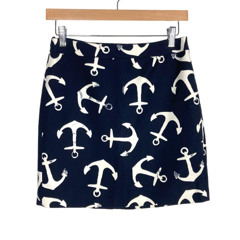 J. Crew Dark Navy/White Anchor Mini Skirt- Size 0