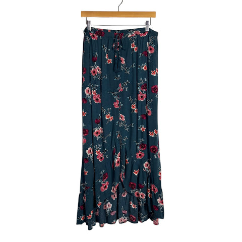 BOG Collection Blue Floral Print Skirt - Size L (we have matching top)