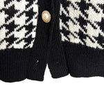 Interdee Houndstooth Cardigan Sweater - Size S (See Notes)