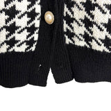 Interdee Houndstooth Cardigan Sweater - Size S (See Notes)
