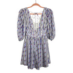 For Love & Lemons White/Purple Stripe Floral Print Dress - Size XXS (See Notes, Sold Out Online)
