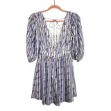 For Love & Lemons White/Purple Stripe Floral Print Dress - Size XXS (See Notes, Sold Out Online)