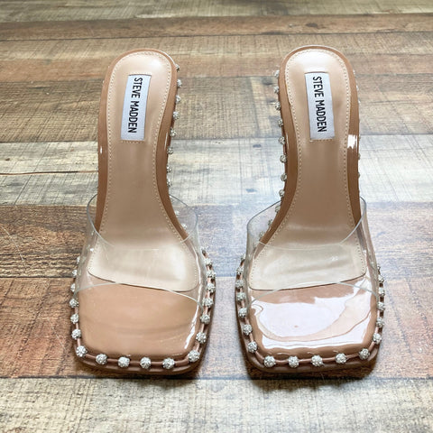Steve Madden Clear Strap Heeled Studded Sandals- Size 7.5 (sold out online)