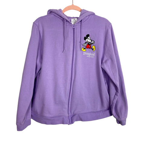 Disney Light Purple Disneyland Resort Zip Up Hooded Sweatshirt-Size XL