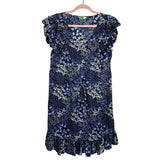 Rebecca Taylor Blue Floral Silk Drawstring Waist Dress- Size ~M (no size, fits like M)