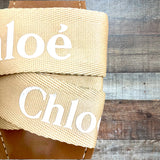 Chloe Logo Woody Flat Sandals- Size 37 (see notes)