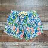 No Brand Blue Pattern Print Swim Trunks - Size 18M