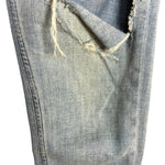 American Eagle Outfitters Light Wash Distressed Ripped Leg Hi-Rise Tomgirl Jeans- Size 00 Short (see notes, Inseam 24”)