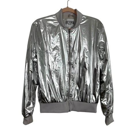 Victoria Secret Sport Silver Metallic Bomber Jacket - Size XS (See Notes)