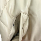 Abercrombie & Fitch Cream Quilted Vegan Leather Wind and Water Resistant Puffer Jacket- Size S