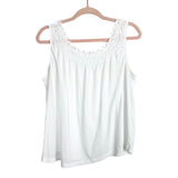 Maeve by Anthropologie White Textured Ruffle Neckline Tank- Size L (see notes)