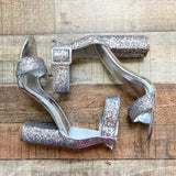 Shoe Land Silver Ankle Strap High Heel Sandals- Size 7.5