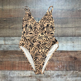 Shade & Shore x Target Animal Print with Back Lace Up and Cut Out Padded One Piece- Size L (see notes)