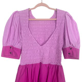 Ganni Pink Smocked Bodice with V Back Dress- Size 44/US 12 (see notes)